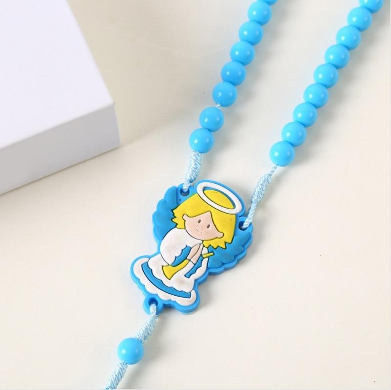 2 Pack Religious Gift Set for Catholic Children Prayer Beads Rosary Necklace Including Medals and Crosses Pendant Charm