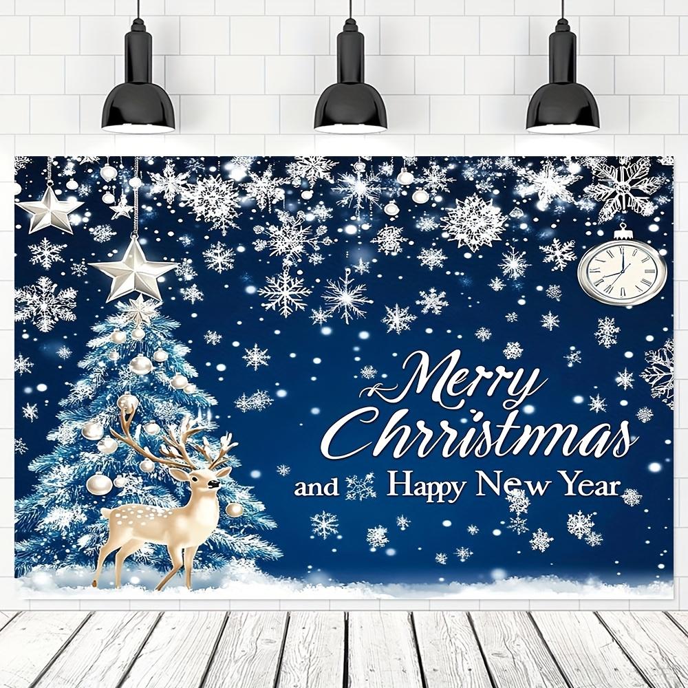 1 piece, Winter Christmas Scene Background - Merry Christmas and Happy New Year banners