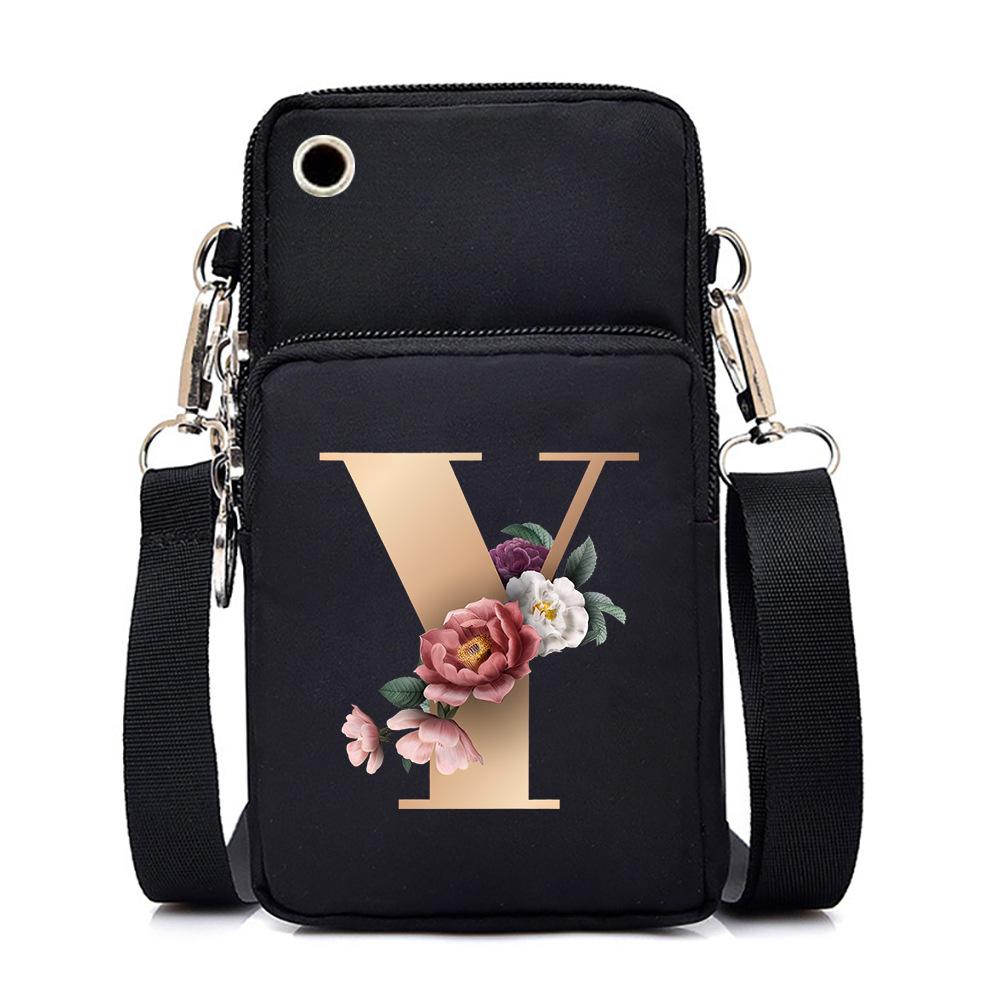 26 letter printed change bag, mobile phone bag to map, light to carry multi-function messenger bag