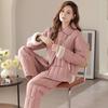 Coral Fleece Padded Pajamas Women'S Autumn And Winter Three-Layer Thickened Fleece Warm Flannel Loungewear