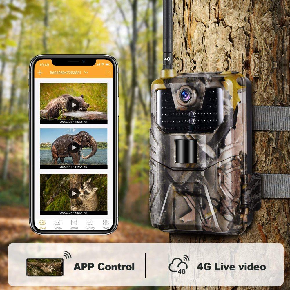 Outdoor-4K-Live-Video-App, Wildkamera, Cloud-Service, 4G, 36 MP, Jagdkameras, Mobilfunk, mobil, kabellos, Wildtier-Nachtsicht