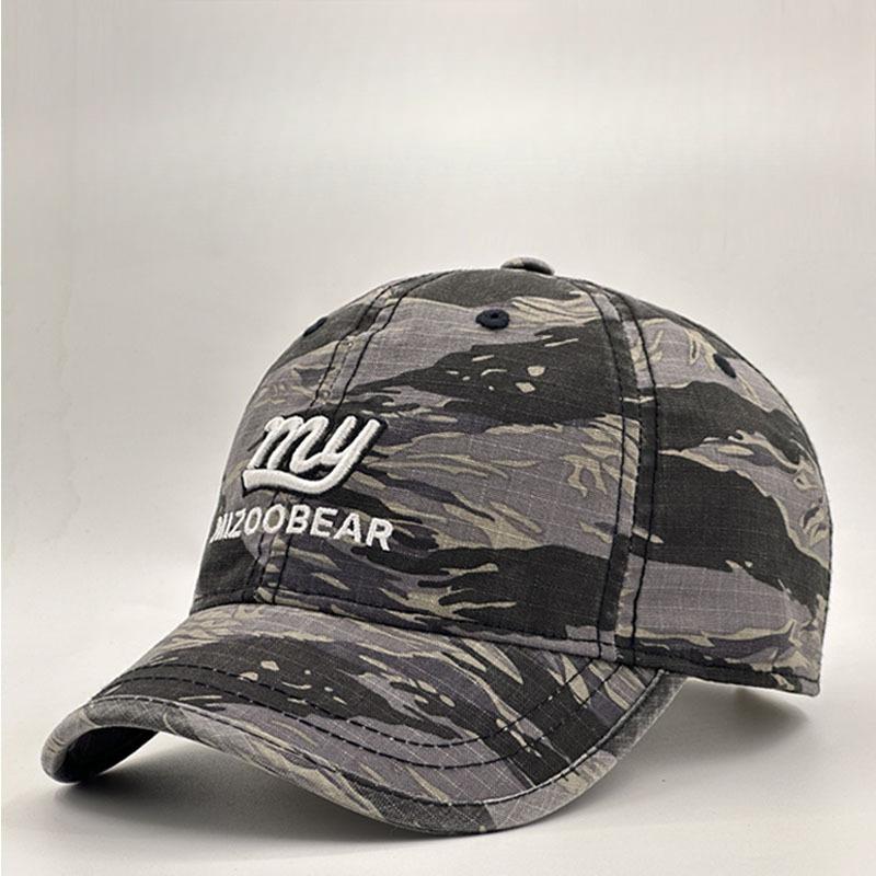 Amerikanische Retro Camo Kappe mit kurzem Schirm und Entenschnabel - Unisex Frühling/Sommer Mit Buchstaben bestickte Arbeitskleidung Leichte Outdoor Baseballkappe Single code gray