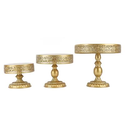 3-pack tårtställ Guld Vackert Delikat Järn Metall Dessertdisplay för Hemfest