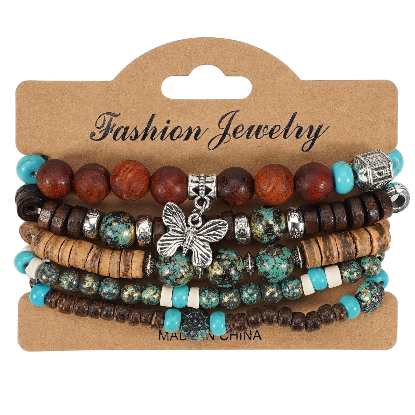 

Rugged Style Elephant Love Wood Beaded Elastic Bracelet