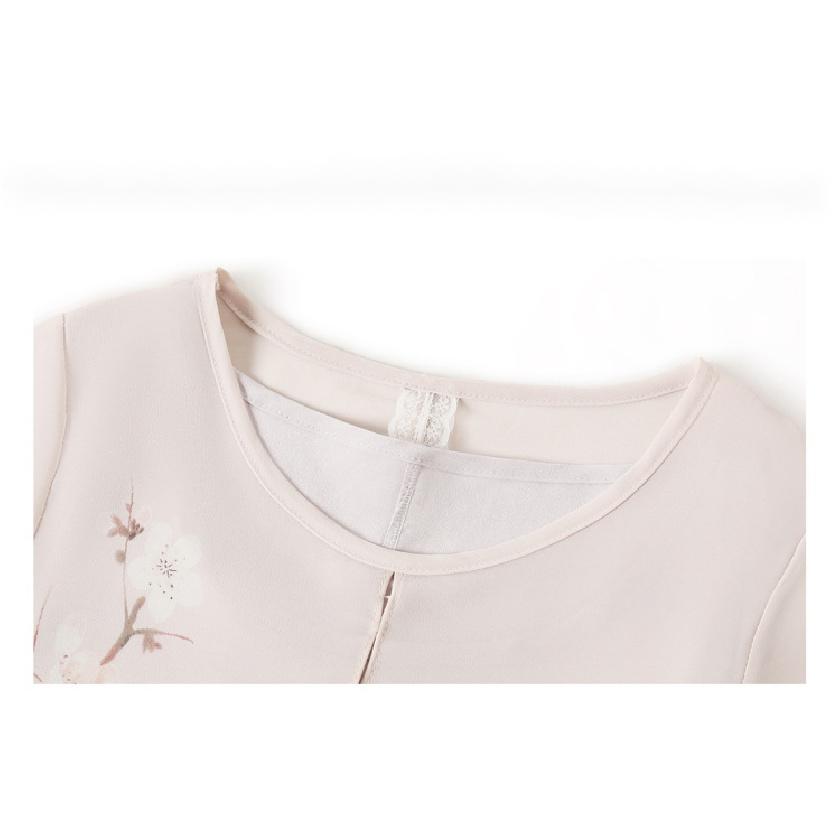 Summer Double-layered Chiffon Cheongsam Dress: Thin and Breathable Floral Patterned Dress, Perfect for a Elegant and Cool Summer