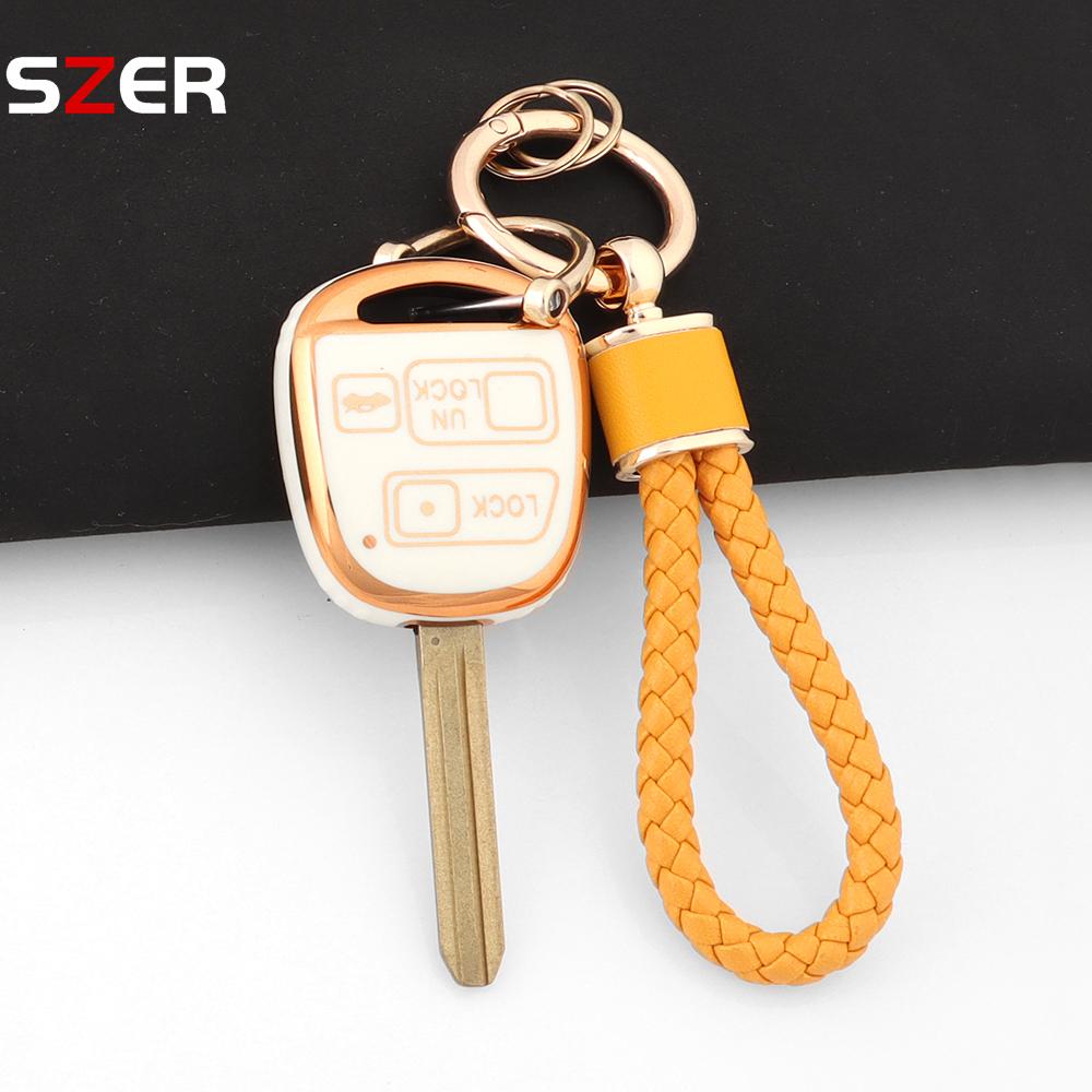 Tpu Car Key Case Cover Shell Fob For Toyota Yaris Rav4 Passo Avensis Corolla Tacoma Toy40 Toy43 Toy47 Toy48 Accessories Keychain