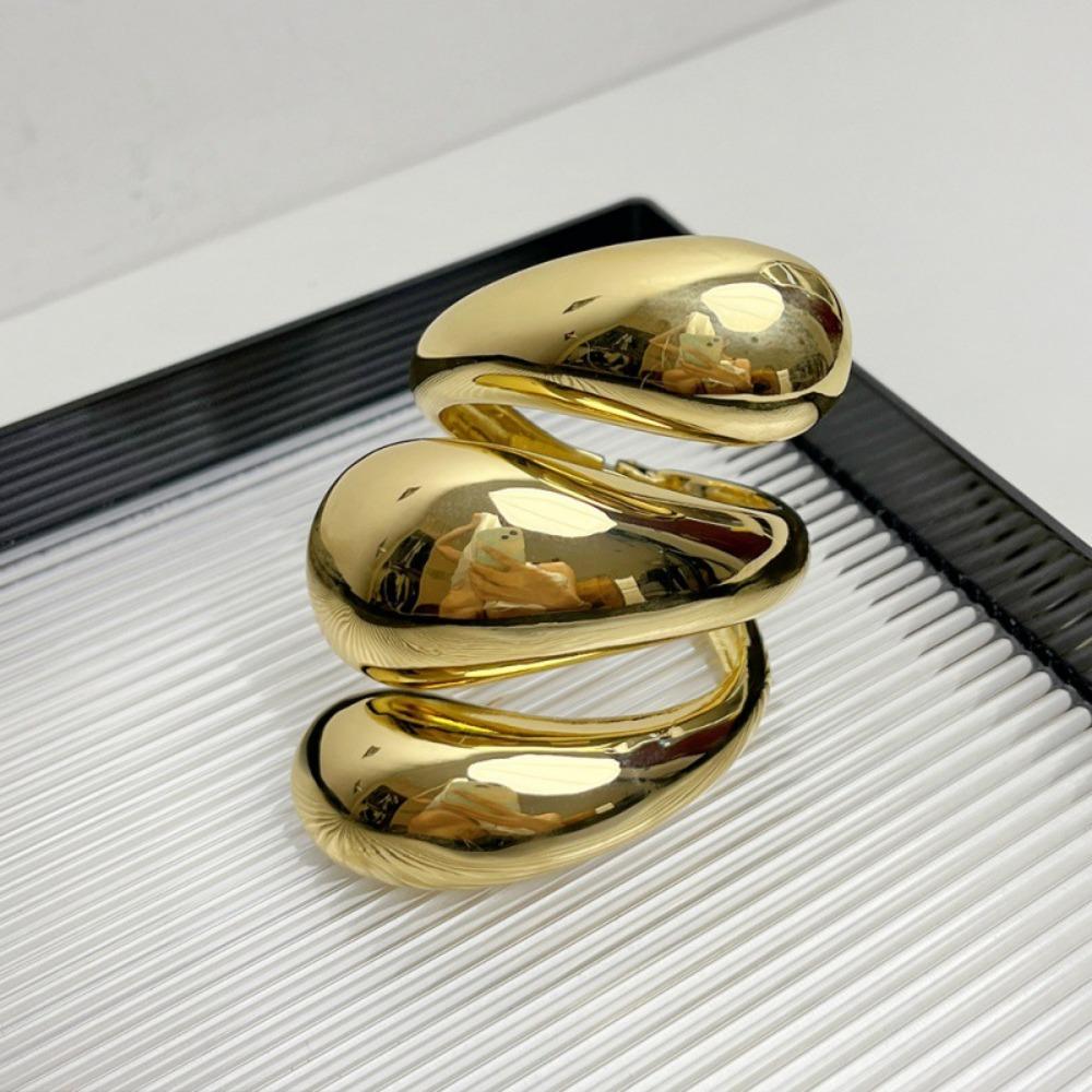 Exaggerated Geometric Smooth Bracelet Irregular Metal Heavy Cuff Bangle  Jewelry Gift