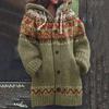 Damen Strickjacke mit Kapuze 3D Tierdruck Einreiher Langarm Mantel mit Taschen