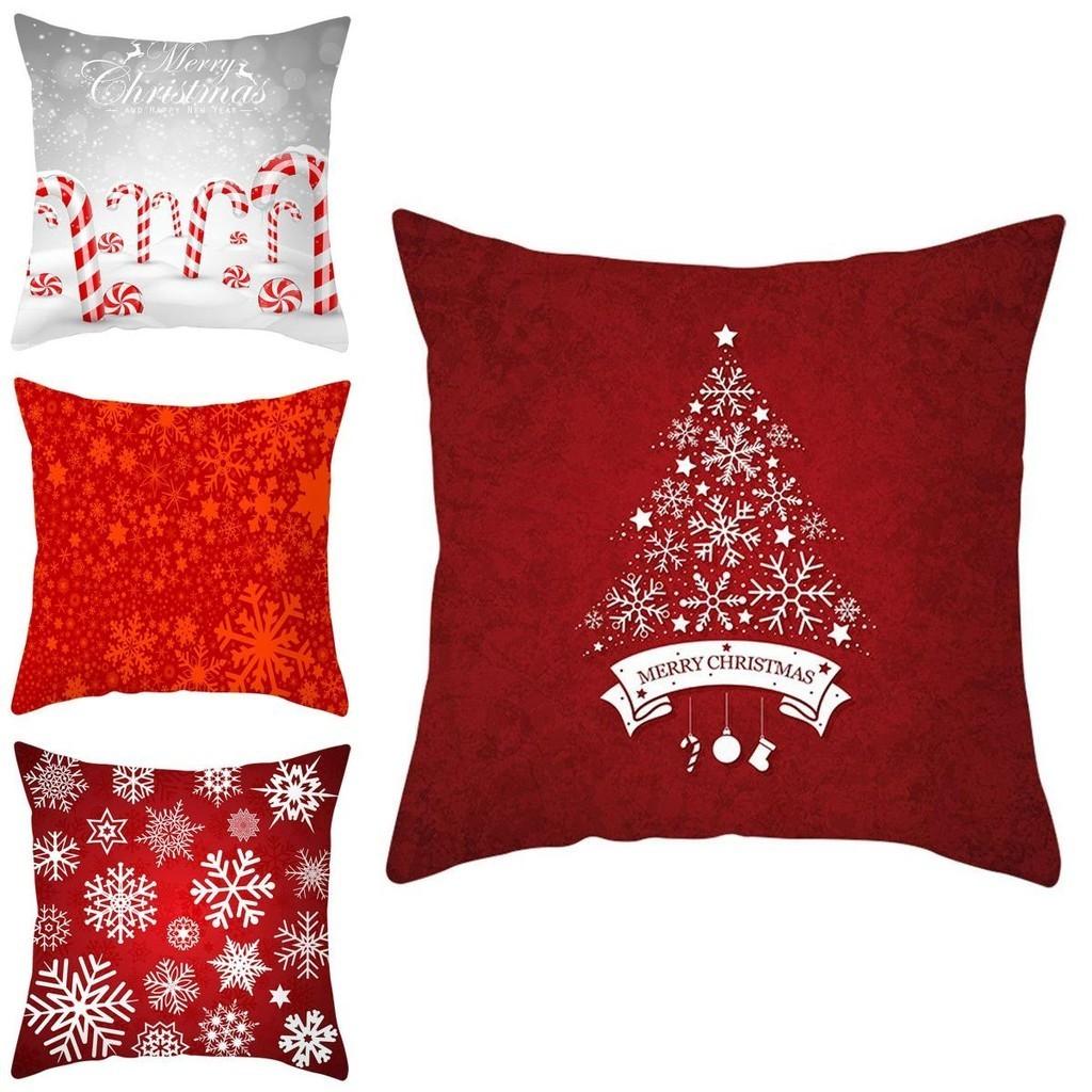 Festive Christmas Red Pillow Case Luxurious Cushion Cover For Cheerful Home Decor