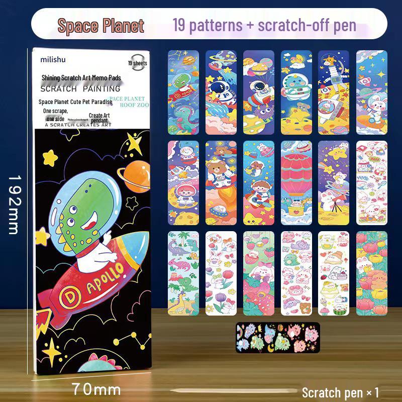 New Glitter Scratch Art Book for Kids: Colorful DIY Coloring & Sticky Notes Craft Set