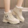 W2576 New Autumn and Winter Velvet Solid Color Women's Shoes Cotton Shoes High Top Thick Sole Simple Warm Student Height