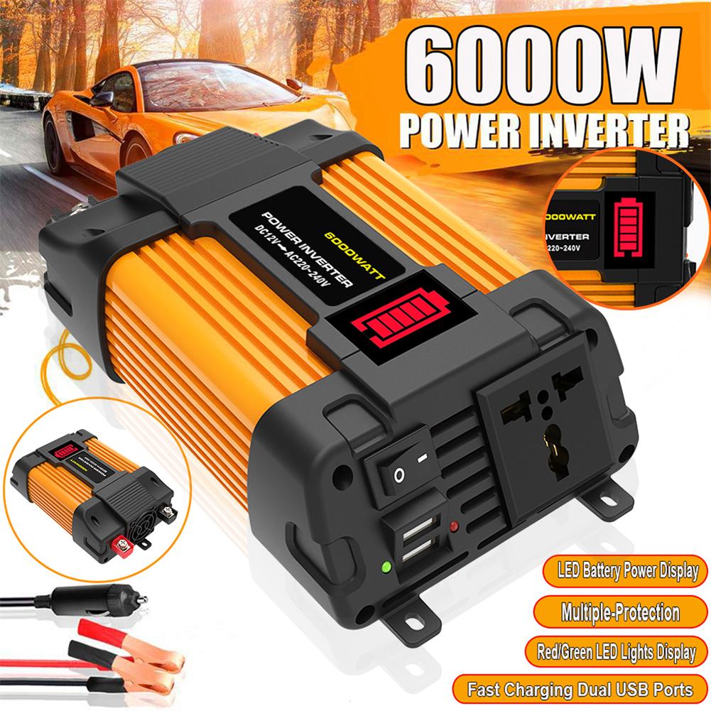 Any 12V Power Output Vehicle. Car Power Inverter 6000W Peaks Power LED Bettery Dispaly Lightweight Design Modified Sine Wave
