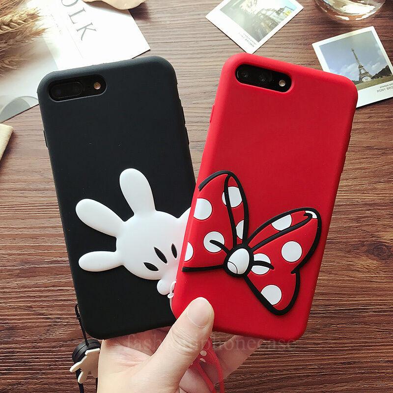Coque 3d Etuis Housse Cartoon Bow Minnie Mickey Anime Mobile Caoutchouc Silicone