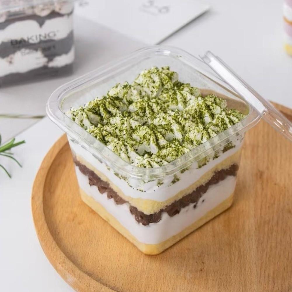 50 Stück Kuchenbehälter Kuchenverpackungsbox Einwegbecher aus klarem Kunststoff Salat