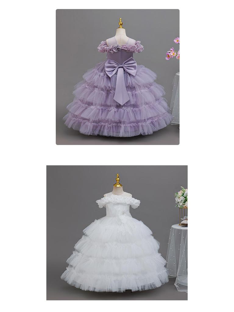 Little Girl's Princess Piano Performance Gown - Elegant High-End Wedding Tulle Cake Skirt Dress