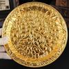 European Style Engraving Flower Texture Circle Shape Tray,Metal Teacup Saucer Home Cheese Food Plate,Snack Disc Table Decoration
