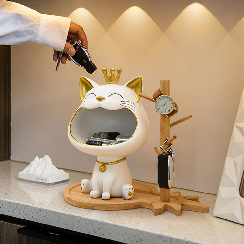Harz Kätzchen Skulptur Kleinkram Organizer Ornamente Niedliche Haustier Statuen Sortierkasten Kunsthandwerk Geschenke Heimdeko für Arbeitszimmer Büro