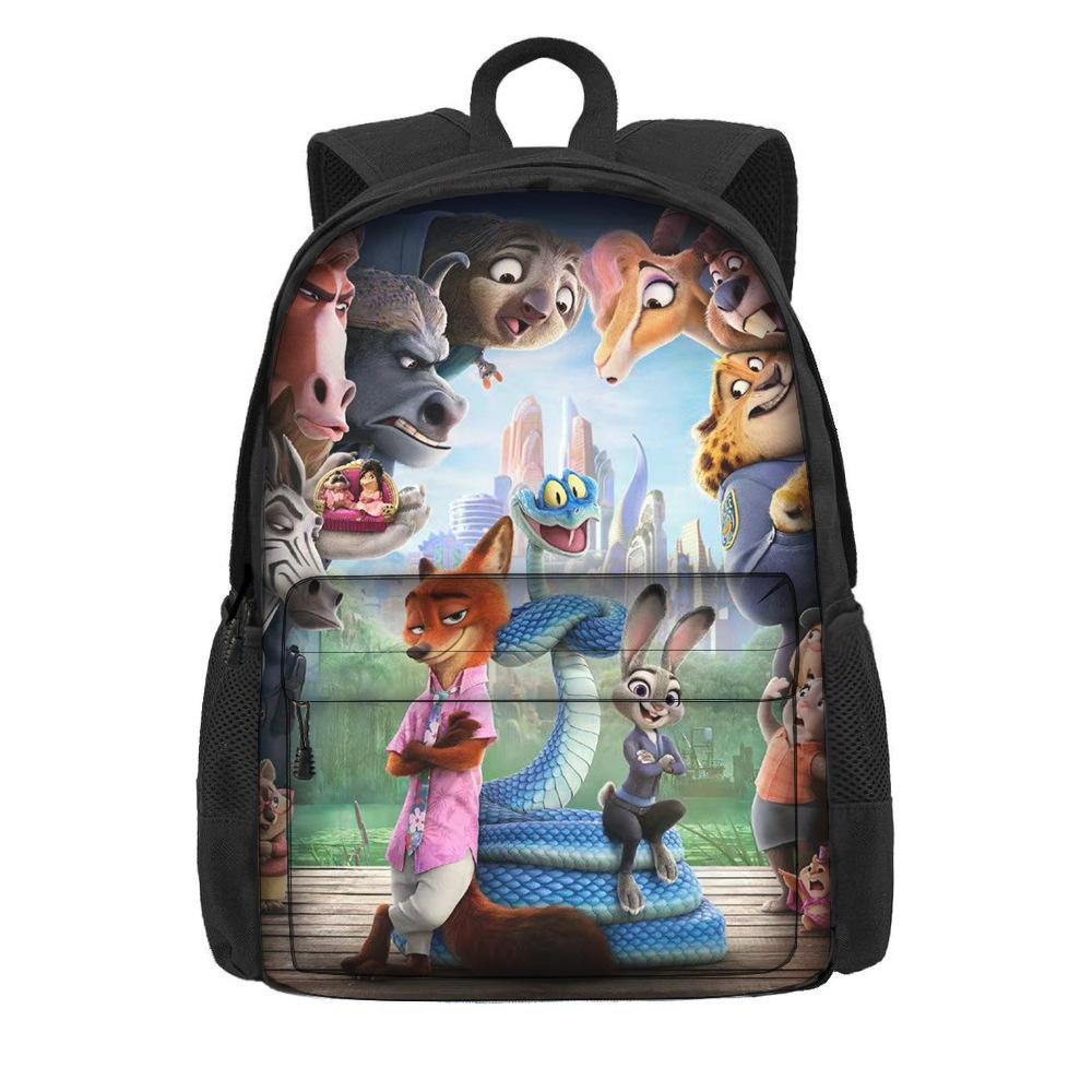Kreslený batoh s motivem Zootopie 2 pro žáky základní školy, velká kapacita, lehký dvouramenný batoh