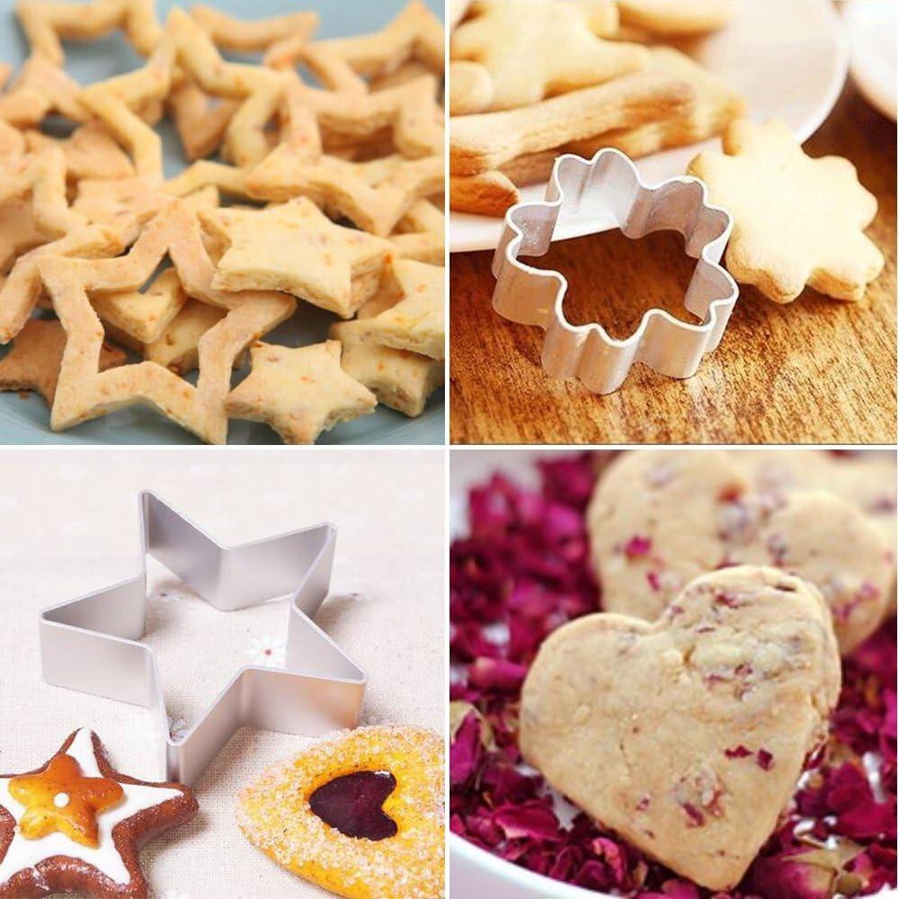 Mini Cookie Cutters Set Small Heart Star Flower Round Square Hexagon Oval Diamond - 24/30Pcs Stainless Steel Cookie Cutters