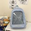Schoolbag pain bag backpack baby bag female, Japanese ins transparent pvc bar badge backpack, cute soft girl student schoolbag