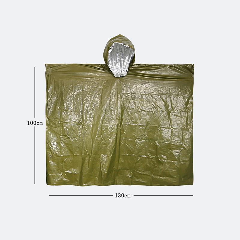 

Emergency Waterproof Raincoat Aluminum Film Disposable Poncho Warm Thermal Rainwear Blankets Survival Tools Camping Equipment 130cm зелёный