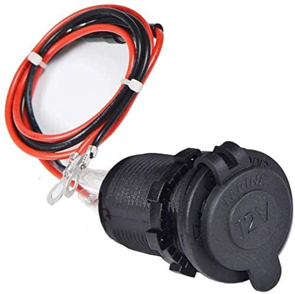 / 24VDC Power Socket Waterproof Marine Grade Cigarette Lighter Socket Suitable for Boat, Motorcycle, Car, 1M Connection Cable Included