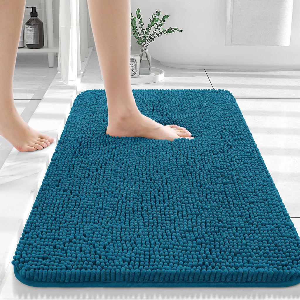 Homaxy Chenille Plain Hairy TPR Material Door Mat Indoor Non Slip Door Mat Dirt Trap Absorbent Mat Absorbs Water Bathroom Mat