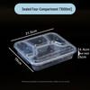 ZISIZ 1000ml 4-Compartment Disposable Lunch Box