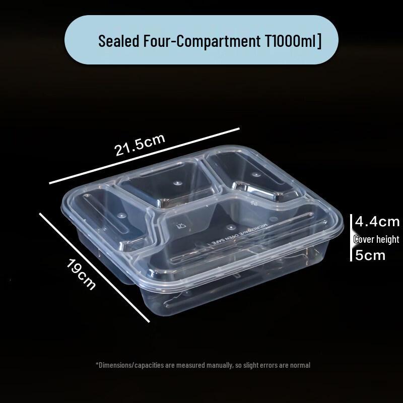 ZISIZ 1000ml 4-Compartment Disposable Lunch Box