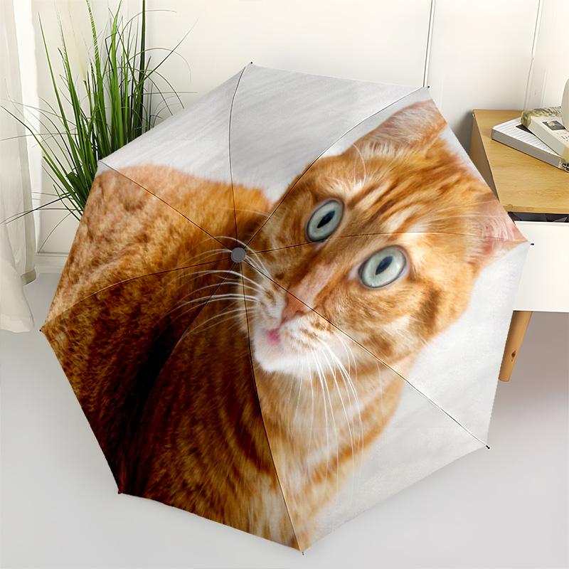 

1pc Animals: catsand cows Umbrella Portable Folding Umbrella Iron Frame Hole Bone Structure Outdoor Home Umbrella