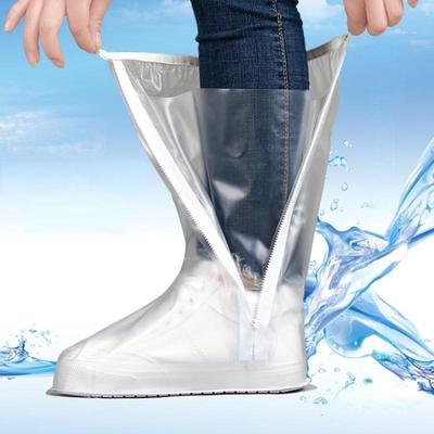 High Tube Rain Shoe Cover with Pressed Edge Thickened Sole Wear Resistant Rainproof Unisex Reusable PVC Outdoor Shoe Cover