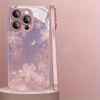 Cherry Blossom Star Pattern Metallic Paint Glass Hard Phone Case For iPhone 17Air 17 16 Pro Max 14 15 Plus 11 12 13 16E Cover