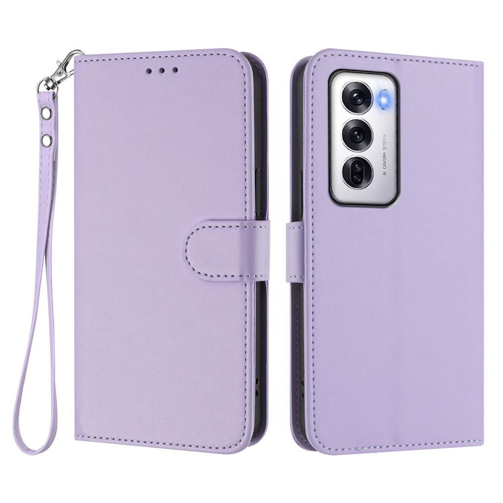 Für Oppo Reno12 5G (Global) Lederhülle Brieftasche Ständer Handyhülle mit Handschlaufe