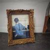 Resins Picture Frame Vintage European Styles Flower Embossed Carvings Photo Frame for Desktop Display or Wall Hanging