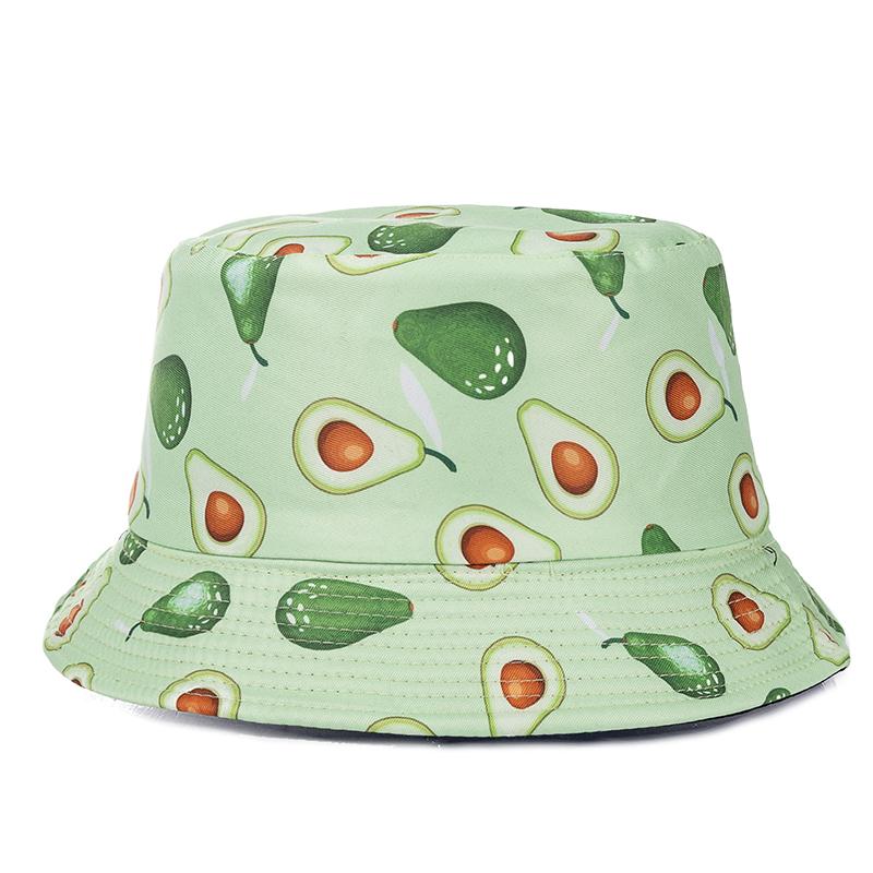 Hot Sale Unisex Bucket Hats Summer Double-sided Wear Fruit Printing Women Cap Outdoor Sun Hat Men Classic Panama Bucket Hat