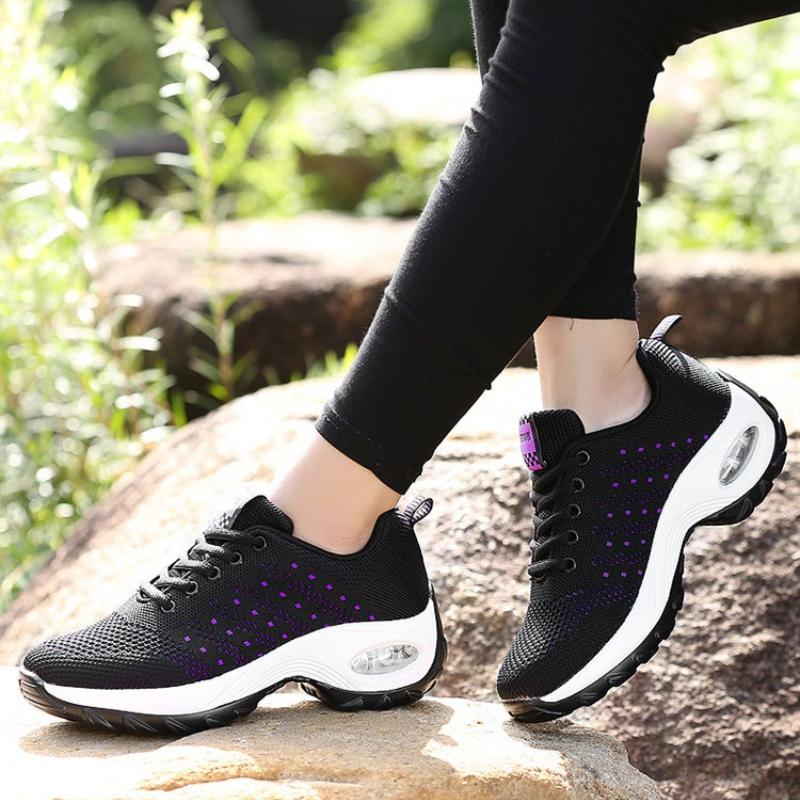 Breathable Mesh Women's Dancing Shoes Fashion Platform Shoes Air-cushion Knitted Casual Sports Shoes Running Trainers