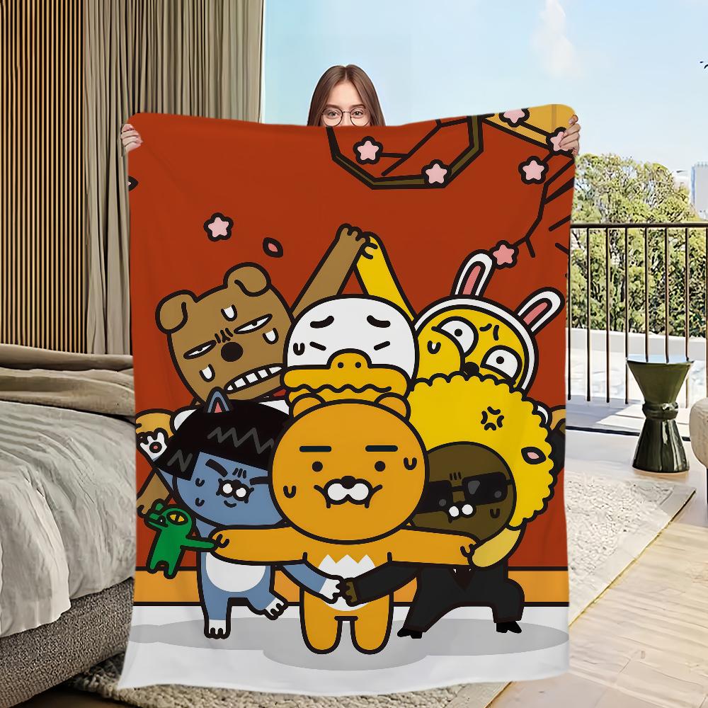 Fashion K-KAKAO-ES F-FRIENDS-ES Blanket Flannel Warm Comfort Soft Plush Blanket For Picnic Beds Sofas Homes And Bedrooms