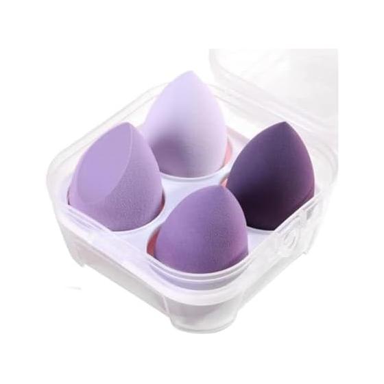 Makeup sponge set of 4, multifunctional makeup puff, foundation sponge, dry and wet, multifunctional professional makeup sponge (purple)
