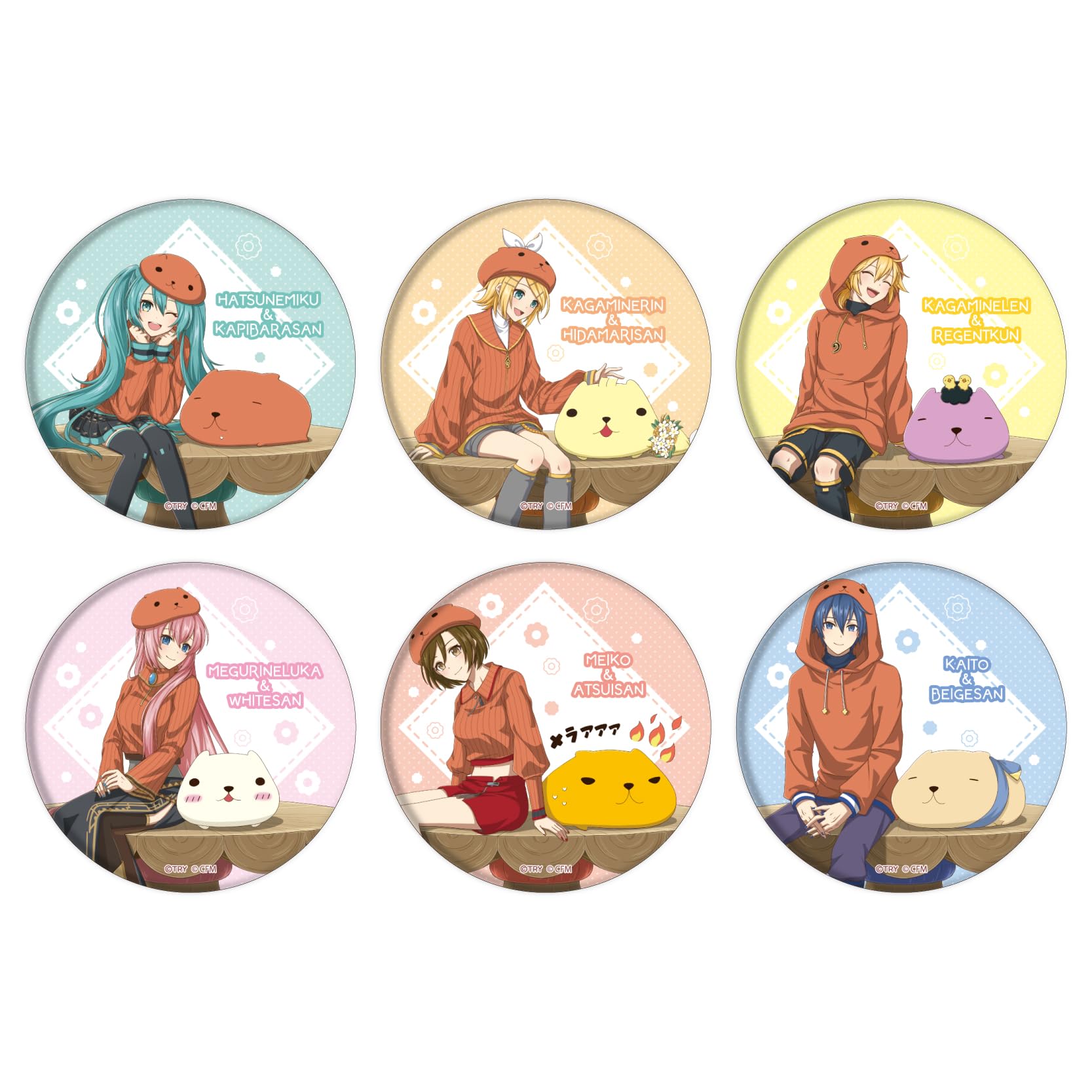 

Capybara-san x Piapro Characters 03 [Original Illustration] Can Badge 6-Piece Box