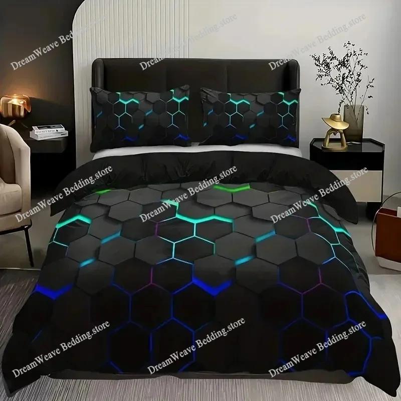 Colorful Geometry Bedding Set - Duvet Cover with Pillowcase for Single Double Bed Kids Adults Queen King Size Options Available9