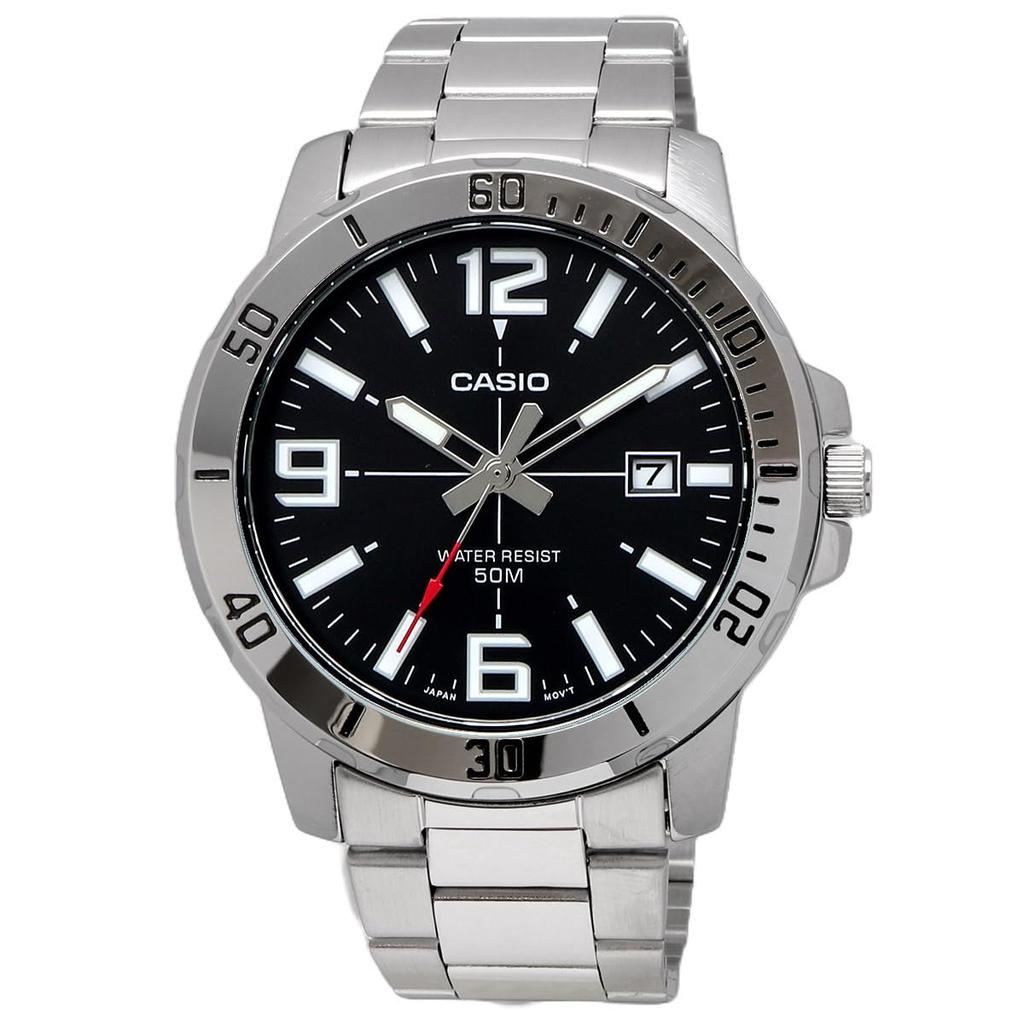 Casio Standard Analog Quartz Watch with Metal International Model Men's MTP-VD01D-1BV Band, Black, [Used]