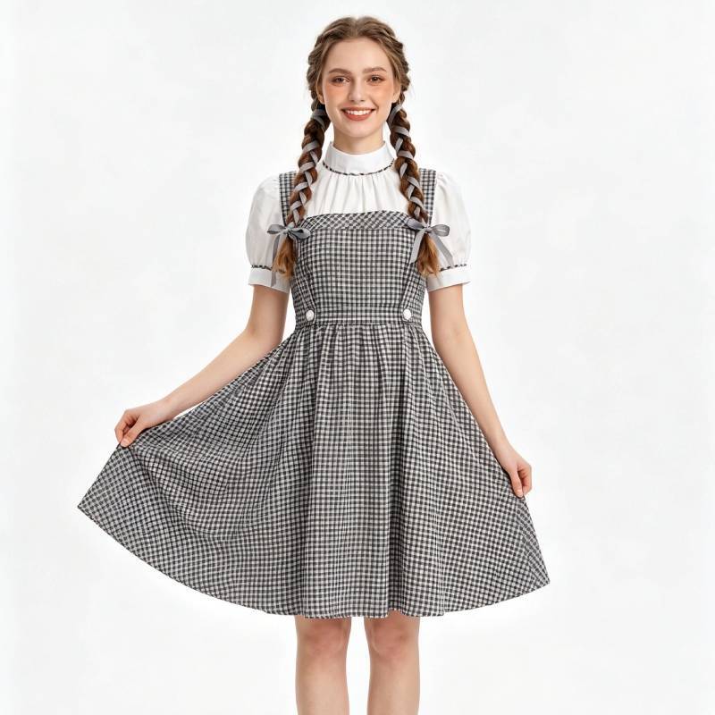The Wizard Of Oz Style Cosplay Dress With Lightweight Fabric For Themed Party Wear