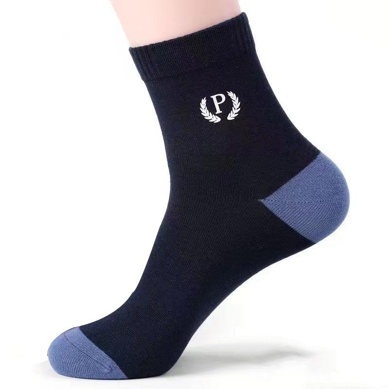 

1/5 пар мужских спортивных носков, впитывающих пот и дезодорирующих, средней длины, повседневные хлопковые носки 1pair темно-синий