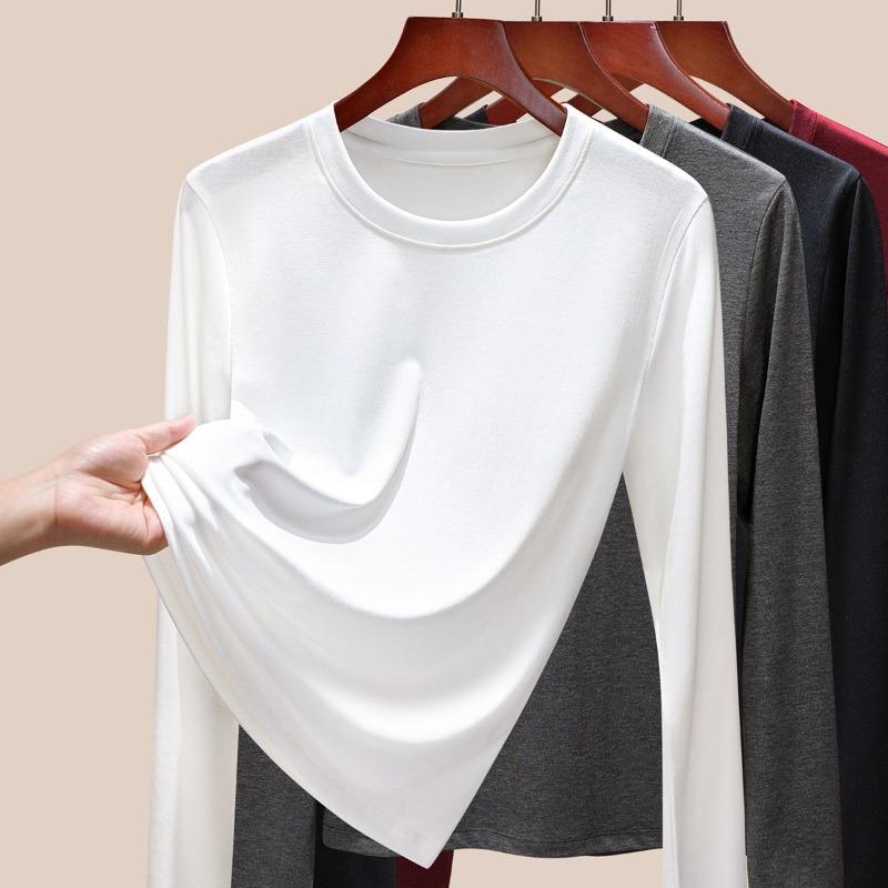 Crew neck Tencel sunscreen blouse long sleeve shirt women's thin lyocell mask top new bottoming shirt