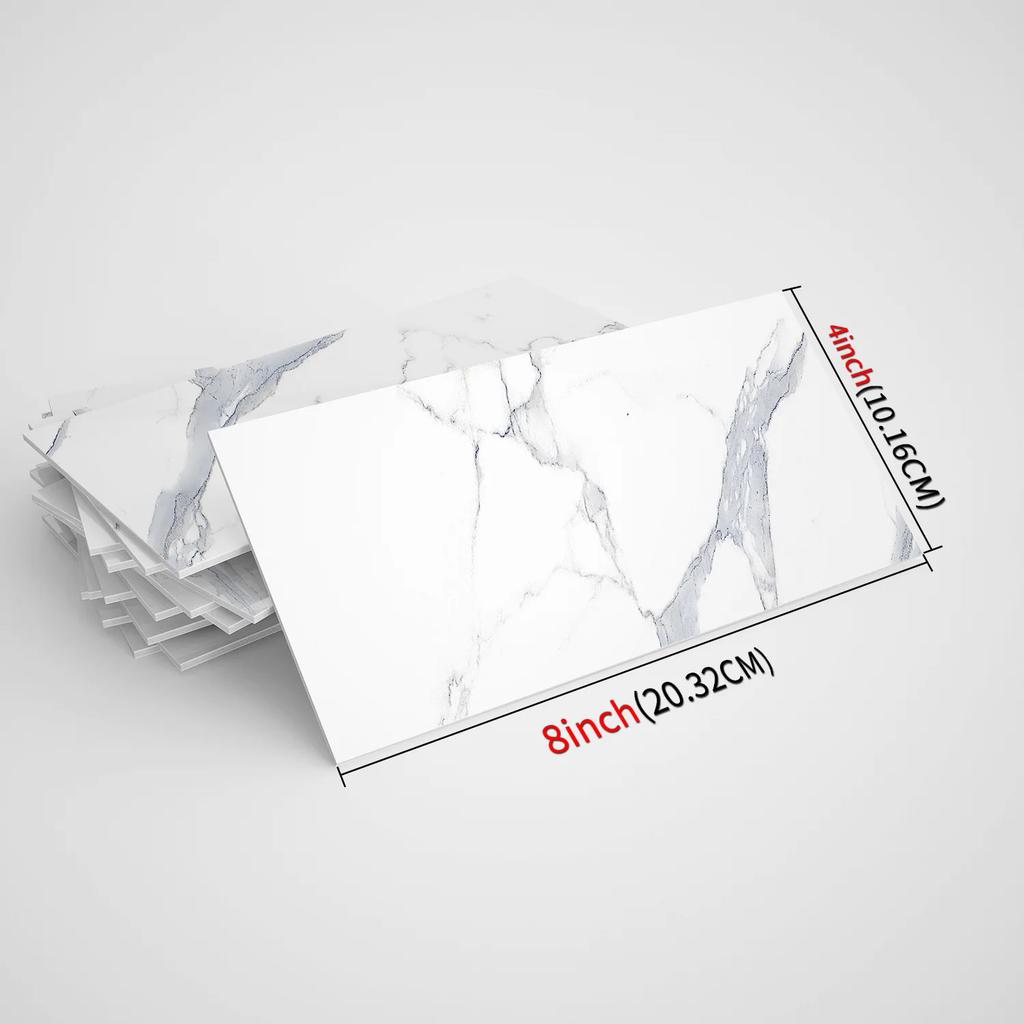 Black Imitation Marble Tile Stickers Self-Adhesive Waterproof Moisture-Proof Wall Decor for Bathroom & Living Room