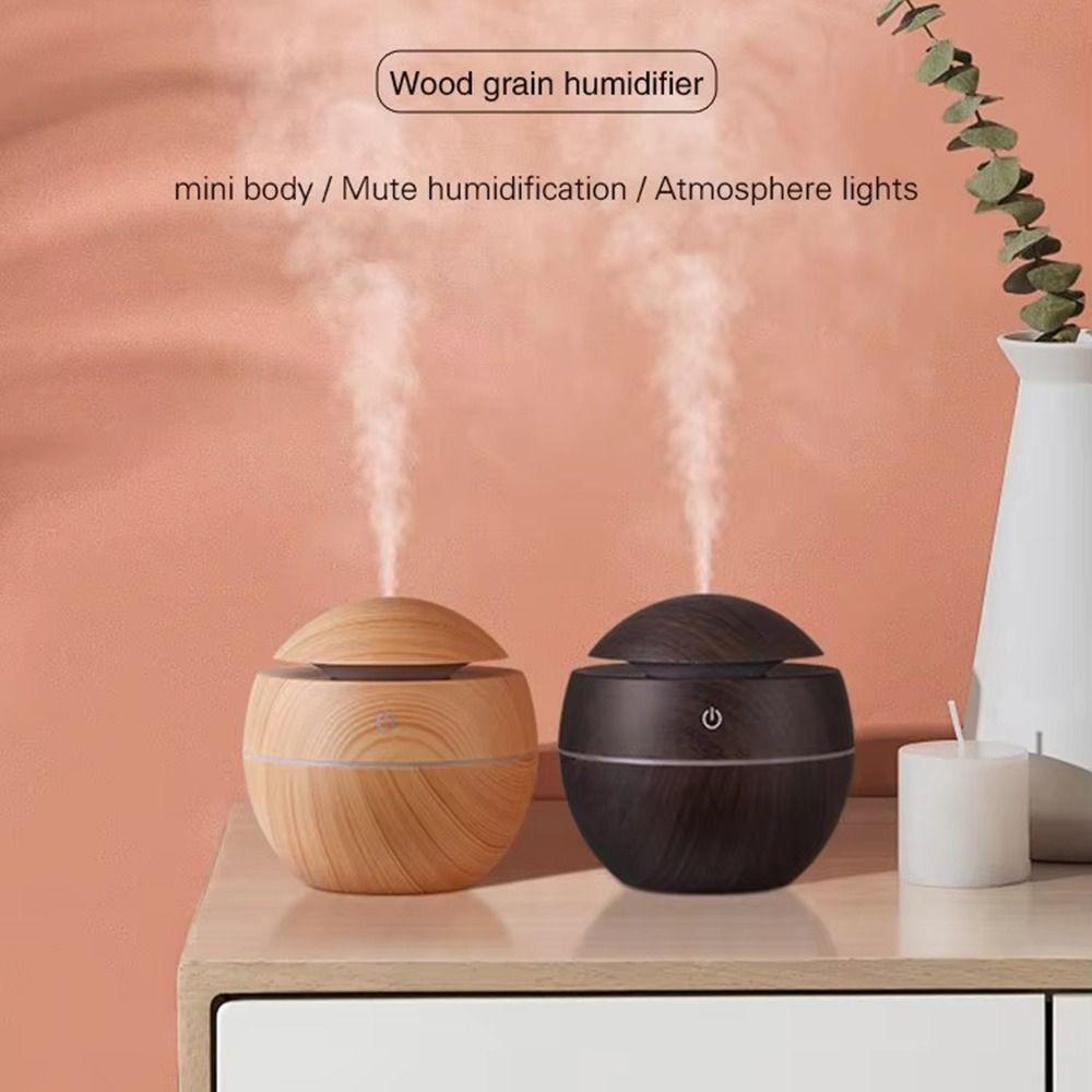 Wood Grain Air Humidifier Ultrasonic Mini Mist Maker Personal Mist Air Purifier  Dorm Room Use