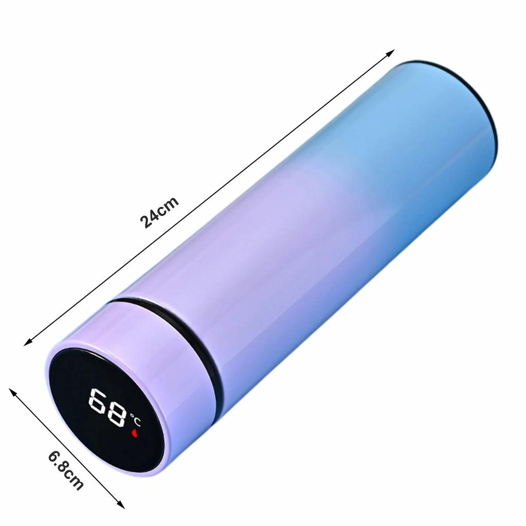500ML Gradient Color Insulated Bottle with Smart Temperature Display 304 Stainless Steel Double Wall Vacuum Cup