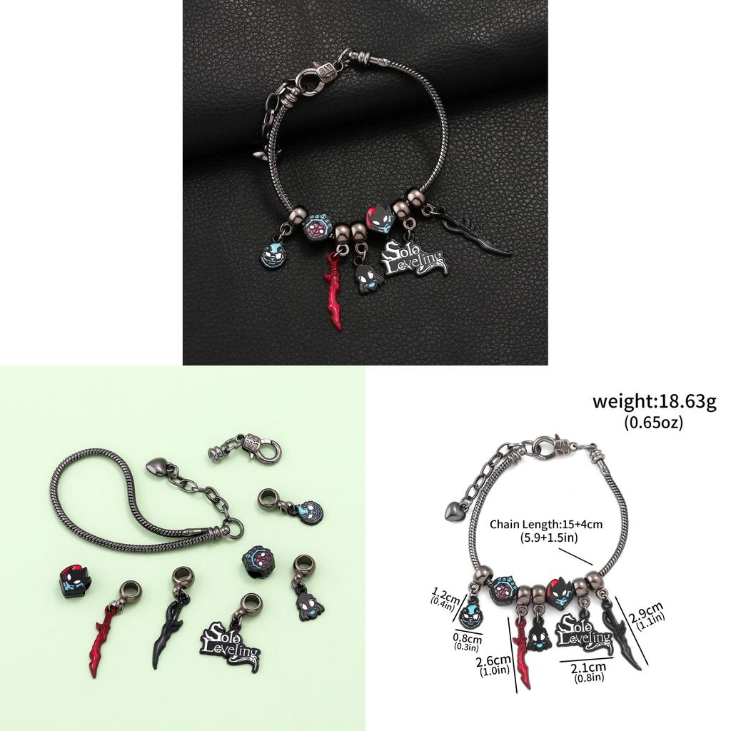 Solo Leveling Schmuckherstellungs-Set mit Metallanhängern für Unisex DIY Armbänder