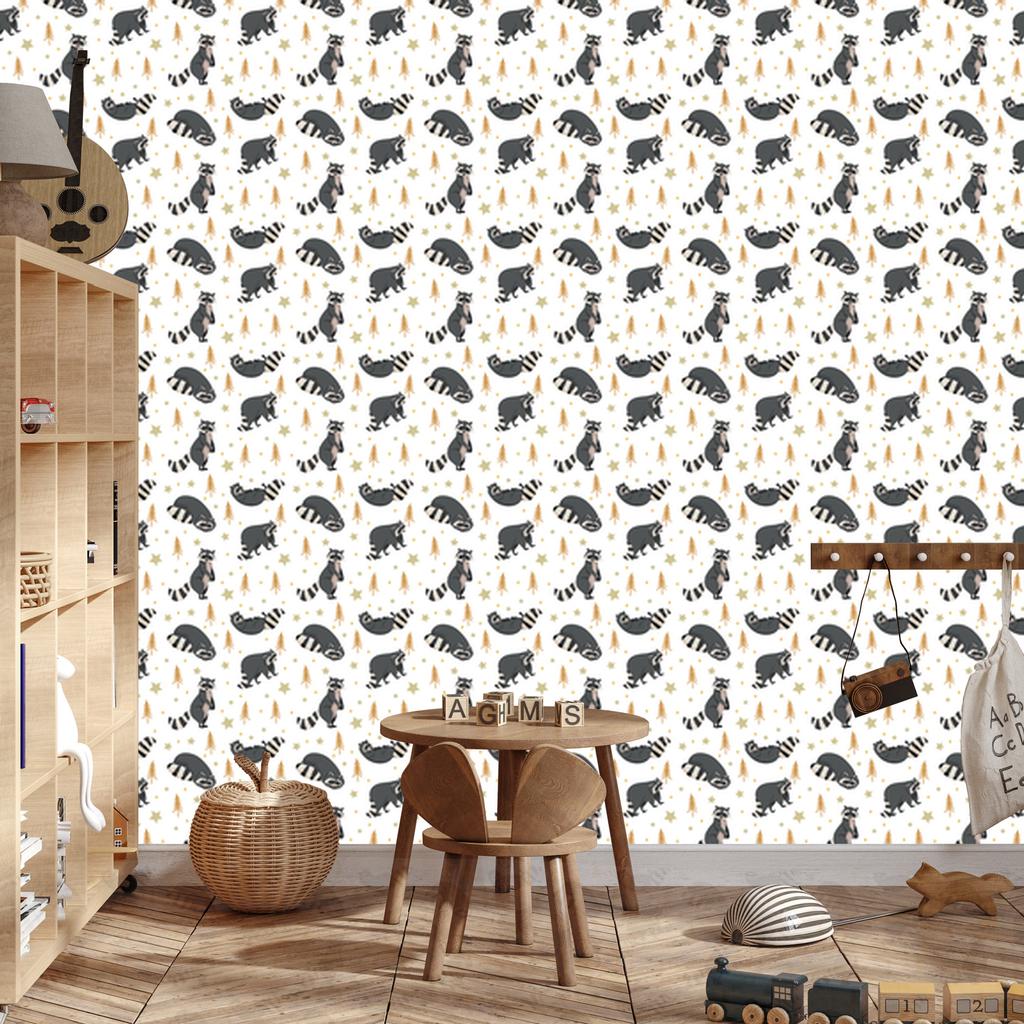 Fox Wallpaper in white, light gray and gray for the living room and bedroom 50x1000