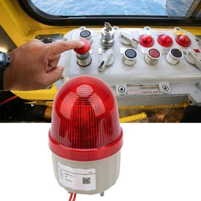 Voyant d'avertissement stroboscopique - AIMOONSA - 220V/3W - Rouge - Diamètre 75 mm - Fixation par boulon